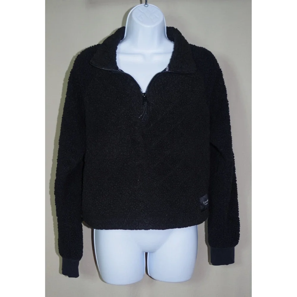 Calvin Klein Performance Women Medium Black Sherpa Fleece Quarter Zip Pullover
